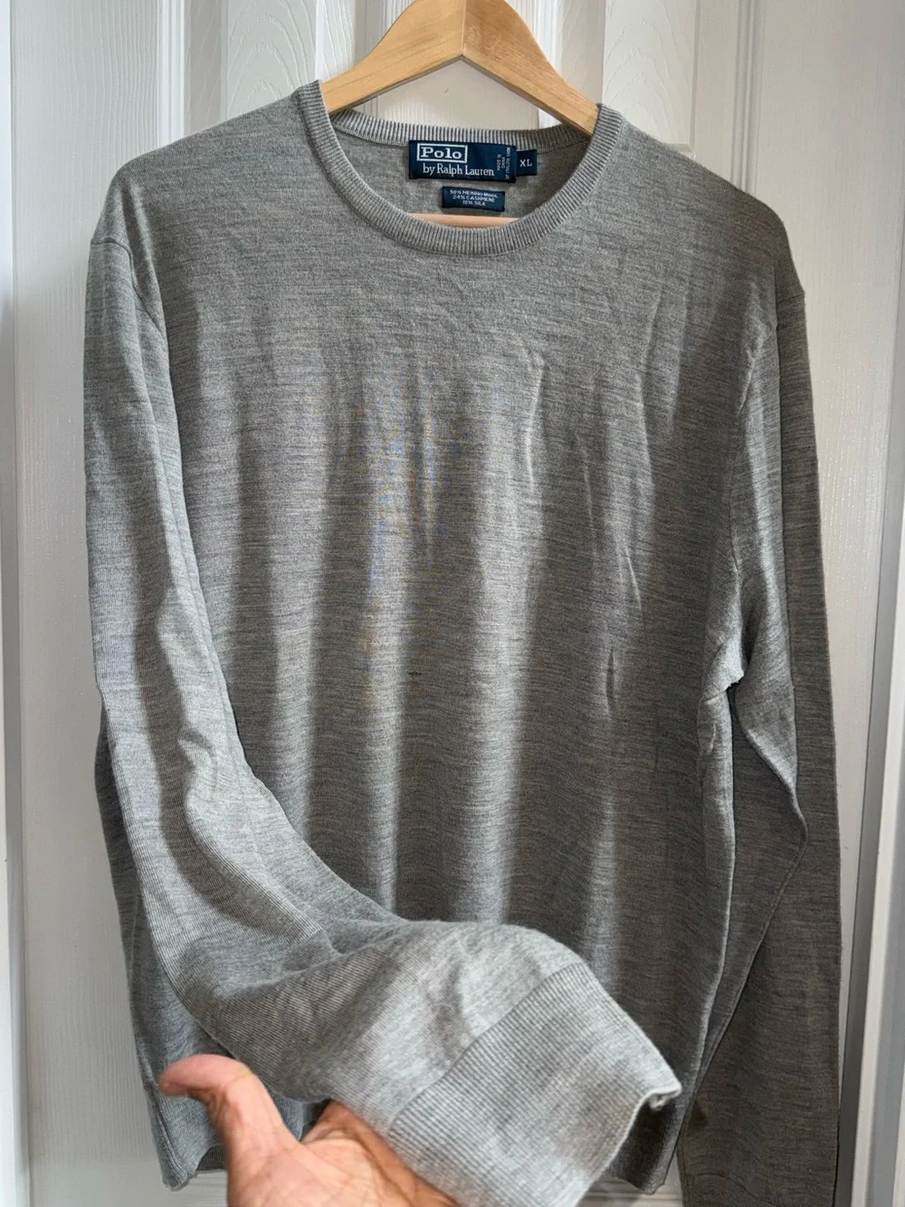 Polo Ralph Lauren Crew Neck Pullover Sweater Sz XL Grey Preppy Comfort Luxury